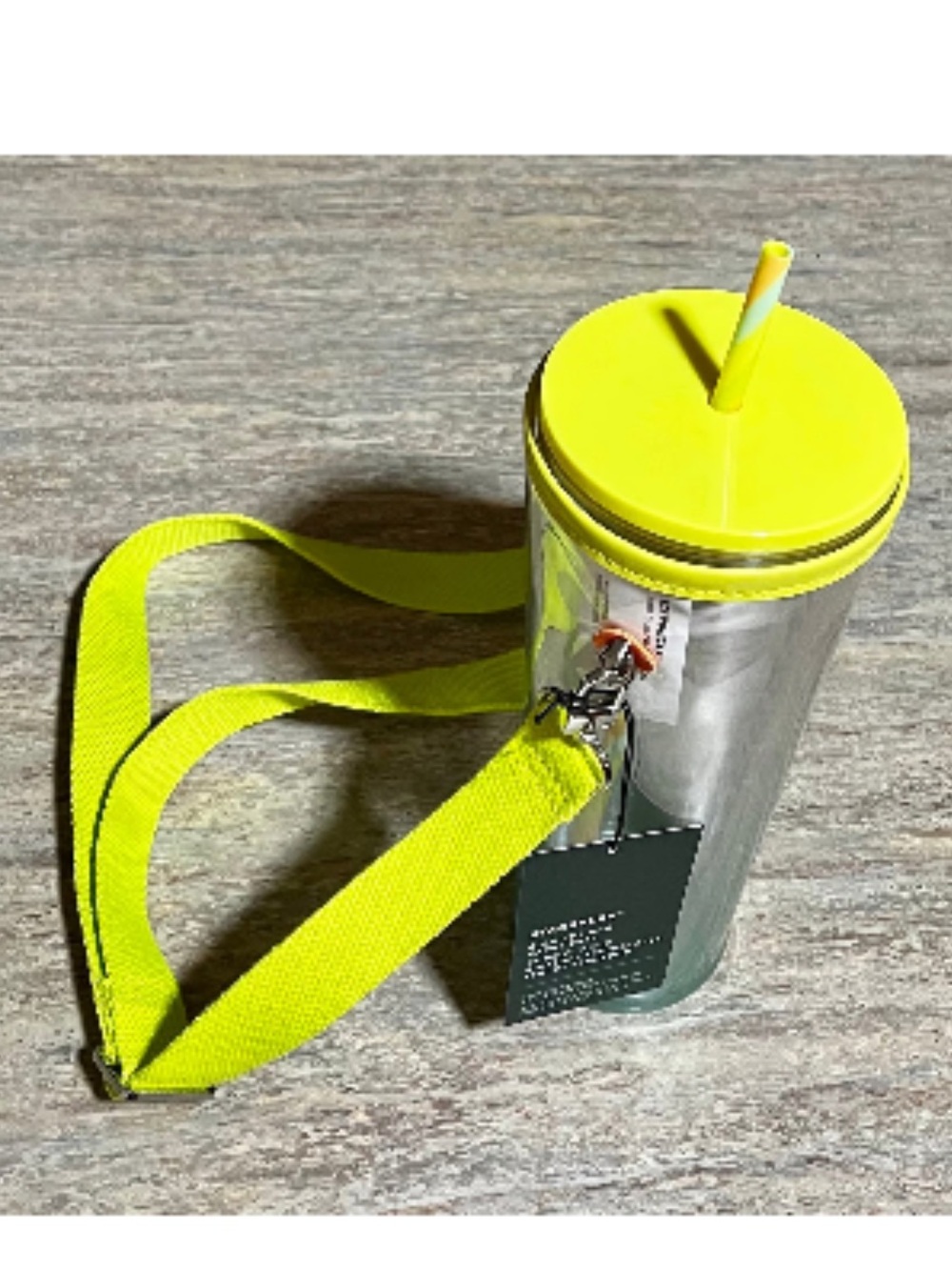 Starbucks 24 oz Vibrant Yellow & clear with white logo, removable case&strap NWT